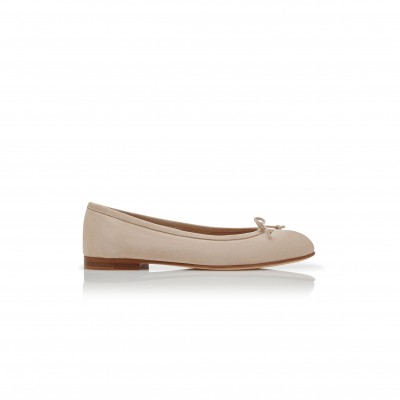 MANOLO BLAHNIK VERALLI LIGHT BEIGE SUEDE BALLERINA FLATS 223-1336-0012